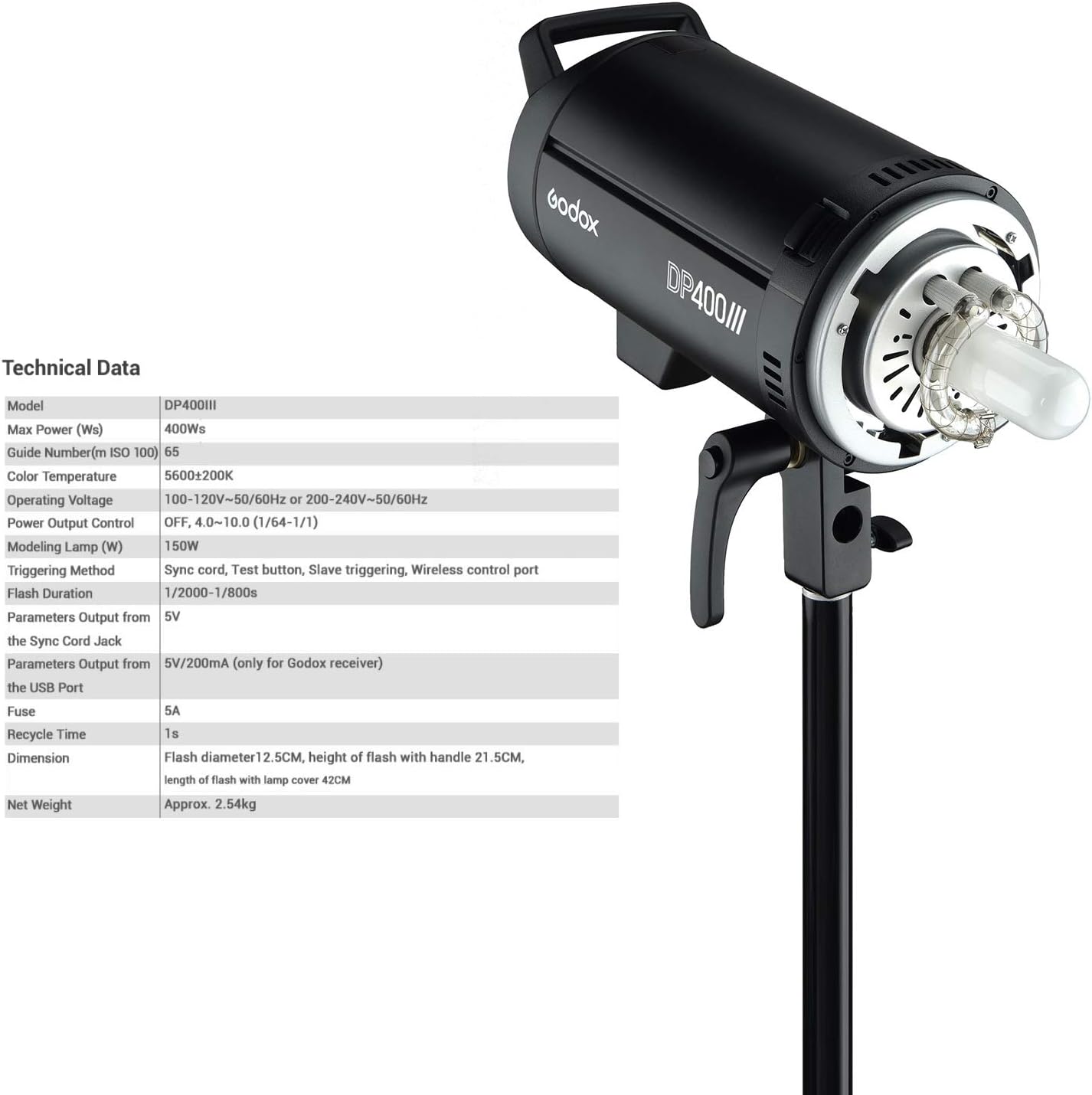 Godox DP400III Studio Flash Light 400Ws 2.4G Wireless X System Strobe Lighting.